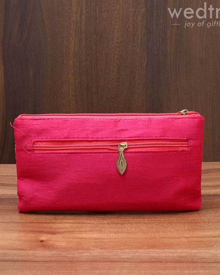 Purse With Golden Flower Thread Embroidery - W3540 Clutches & Purses