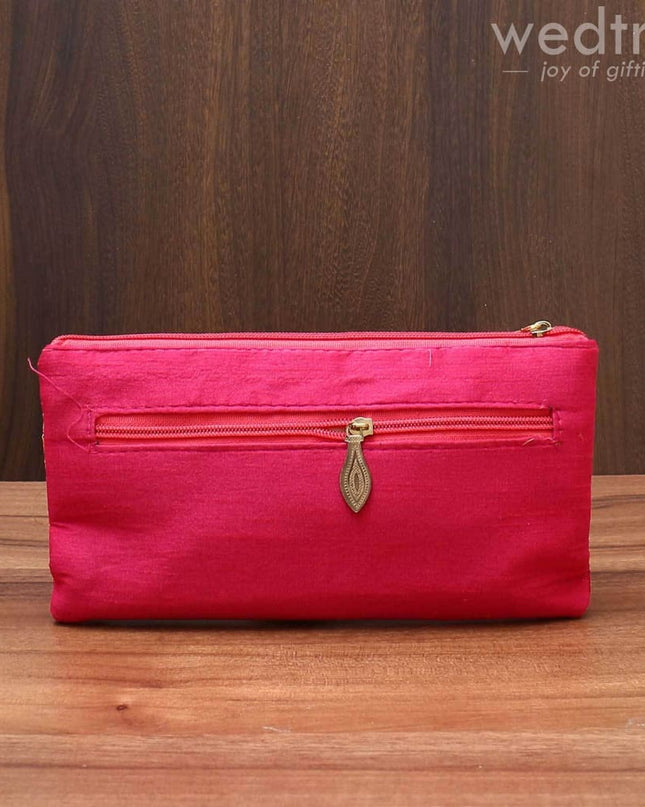 Purse With Golden Flower Thread Embroidery - W3540 Clutches & Purses