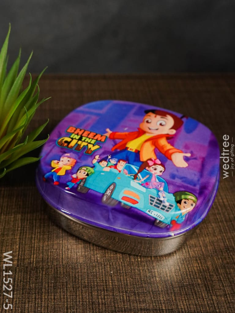 Tiffin Box With Cartoon Engraved - (4.5In X 1In) Wl1527 Chocolate Chota Bheem -(4.5In Kids Utility