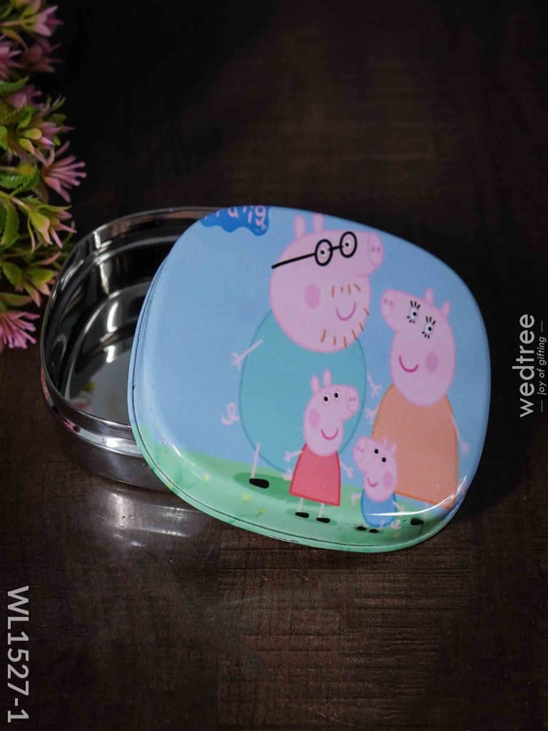 Tiffin Box With Cartoon Engraved - (4.5In X 1In) Wl1527 Kids Utility