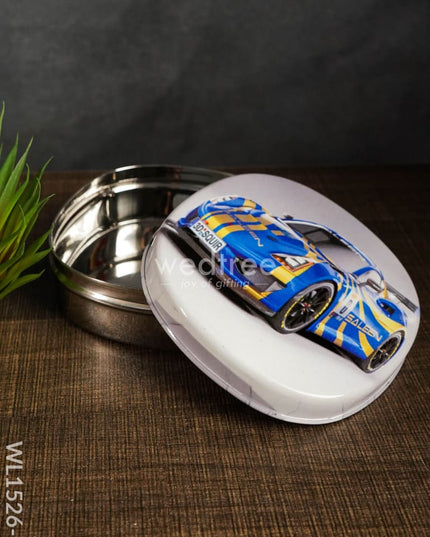 Tiffin Box With Cartoon Engraved - (5In X 1.5In) Wl1526 Chocolate Car -(5In Kids Utility