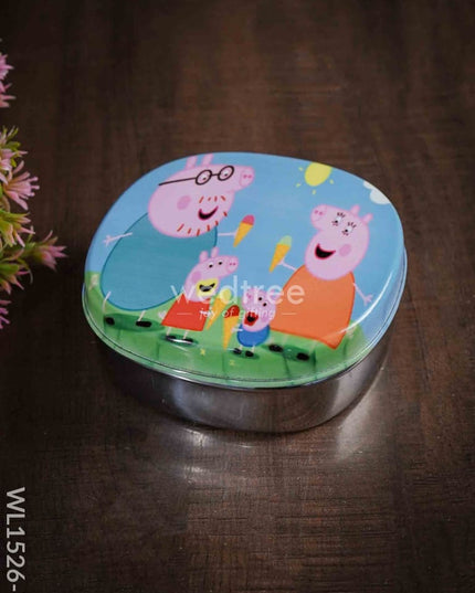 Tiffin Box With Cartoon Engraved - (5In X 1.5In) Wl1526 Chocolate Peppa Pig Kids Utility