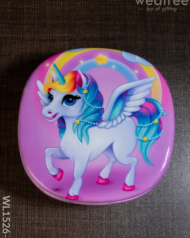 Tiffin Box With Cartoon Engraved - (5In X 1.5In) Wl1526 Chocolate Unicorn-(5In Kids Utility