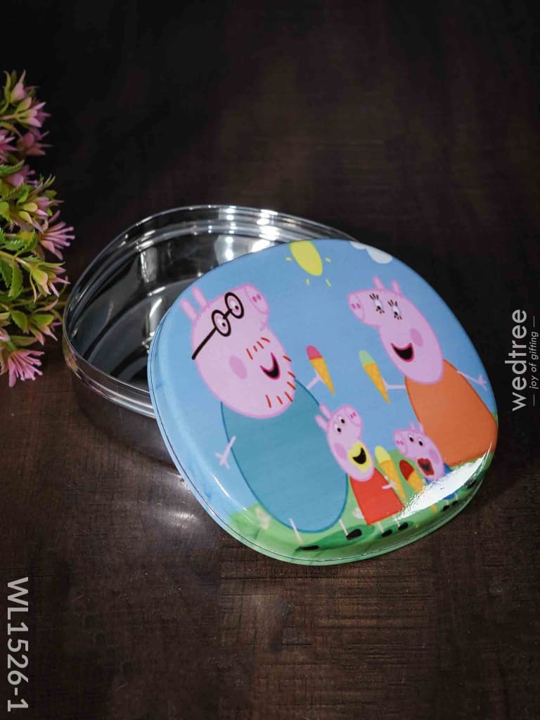 Tiffin Box With Cartoon Engraved - (5In X 1.5In) Wl1526 Kids Utility
