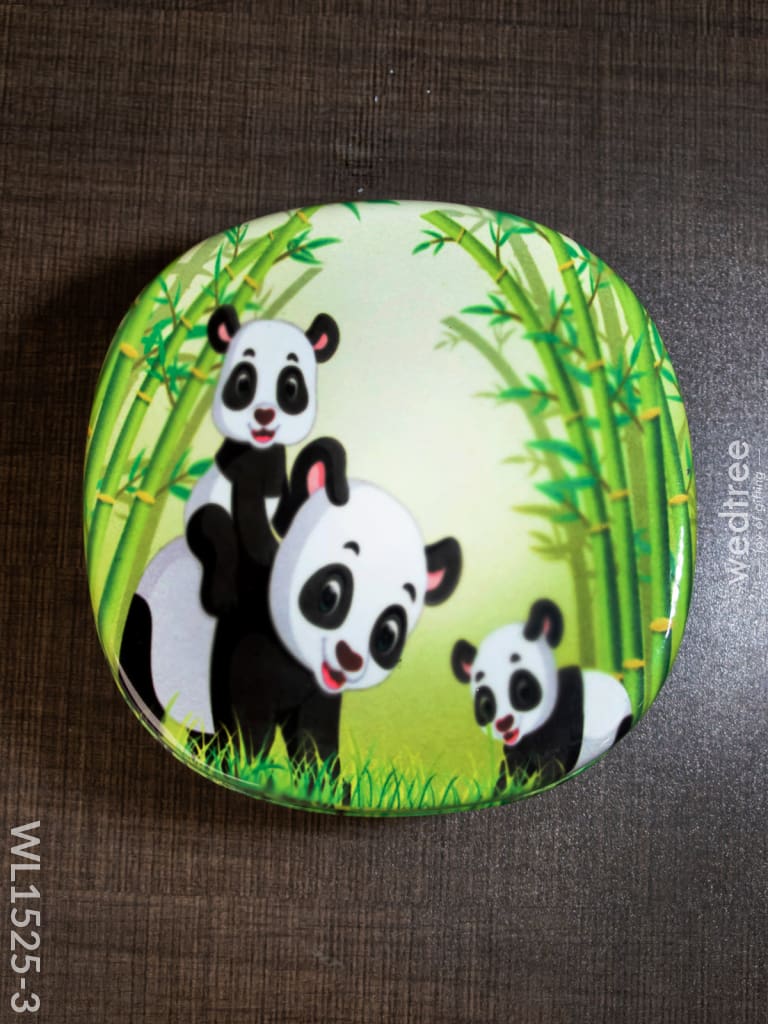 Tiffin Box With Cartoon Engraved - (6In X 2In) Wl1525 Chocolate Panda -(6In Kids Utility