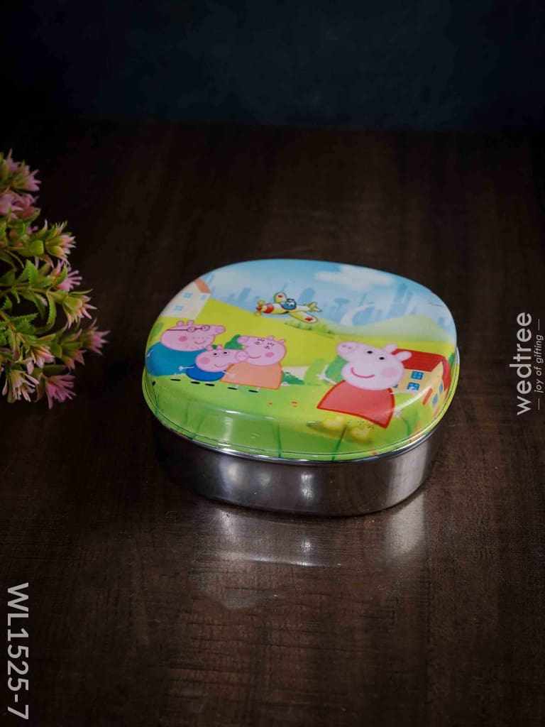 Tiffin Box With Cartoon Engraved - (6In X 2In) Wl1525 Chocolate Peppa Pig 2 In) Kids Utility