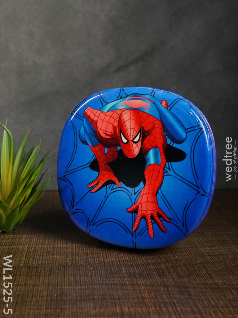 Tiffin Box With Cartoon Engraved - (6In X 2In) Wl1525 Chocolate Spiderman -(6In Kids Utility