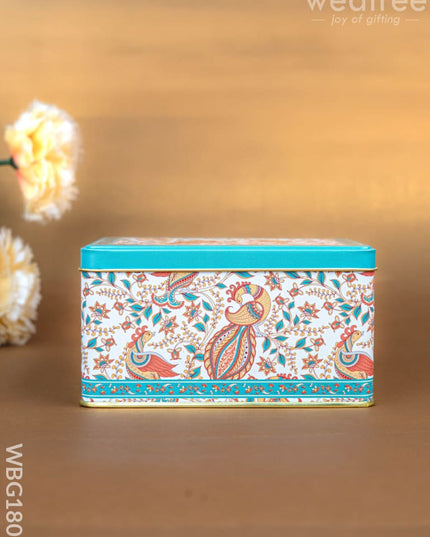 Tin Box - Floral Peacock Design - 5x3 inch - WBG1808 - Tin Jars & Boxes RG