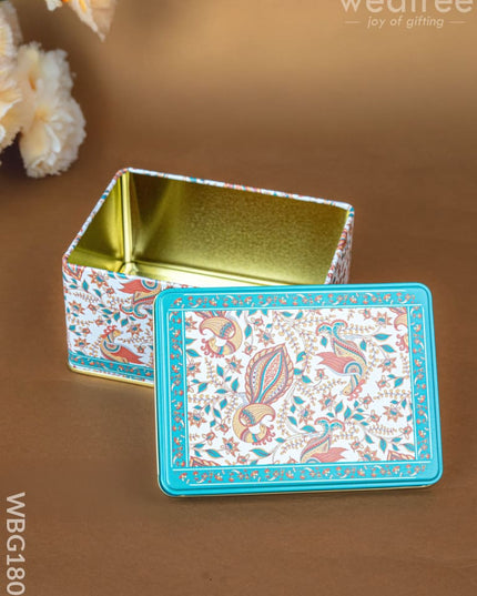 Tin Box - Floral Peacock Design - 5x3 inch - WBG1808 - Tin Jars & Boxes RG