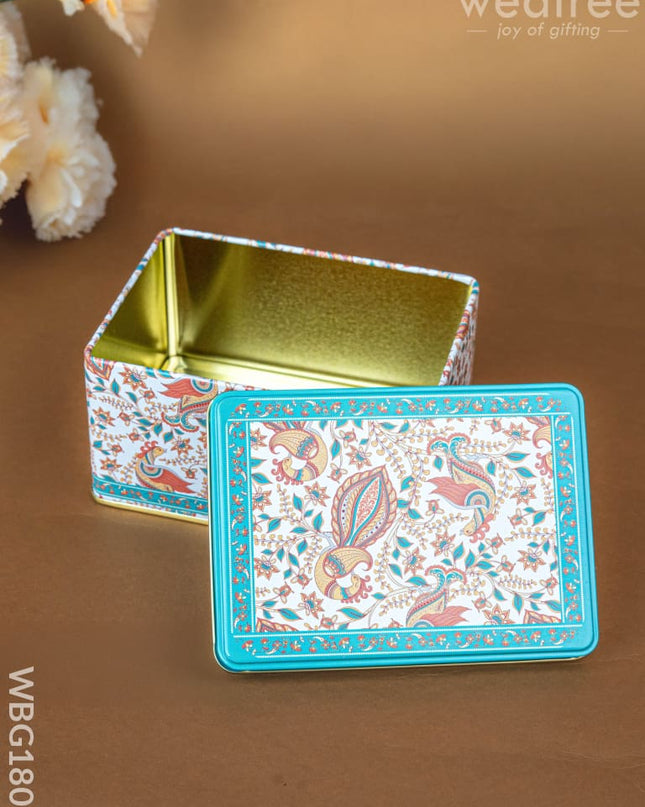 Tin Box - Floral Peacock Design - 5x3 inch - WBG1808 - Tin Jars & Boxes RG
