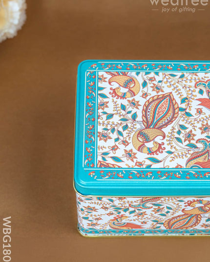 Tin Box - Floral Peacock Design - 5x3 inch - WBG1808 - Tin Jars & Boxes RG