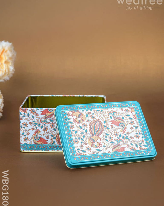 Tin Box - Floral Peacock Design - 5x3 inch - WBG1808 - Tin Jars & Boxes RG