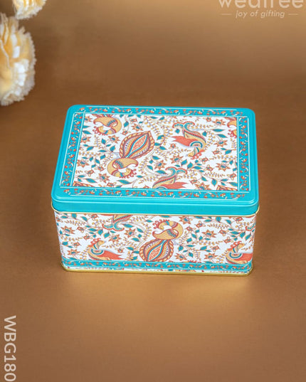 Tin Box - Floral Peacock Design - 5x3 inch - WBG1808 - Tin Jars & Boxes RG