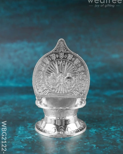 Tirupathi Balaji Gajalakshmi Vilakku - 4 inch - WBG2122-1 - White Metal Diya RG