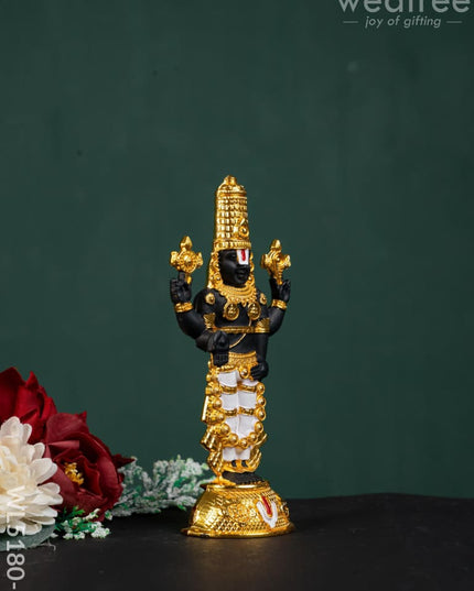 Tirupathi Balaji Idol - Gold - 6 inch - WL5180-1 - White Metal