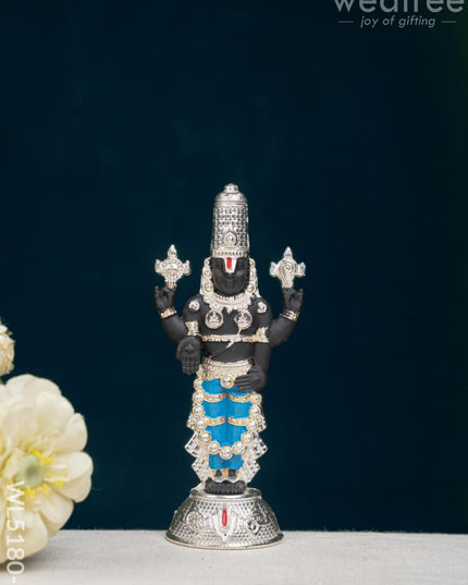 Tirupathi Balaji Idol - Silver Finish - 6 inch - WL5180-2 - White Metal