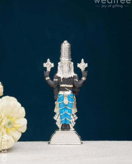 Tirupathi Balaji Idol - Silver Finish - 6 inch - WL5180-2 - White Metal
