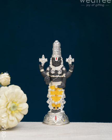 Tirupathi Balaji Idol - Silver Finish - 6 inch - WL5180-2 - White Metal