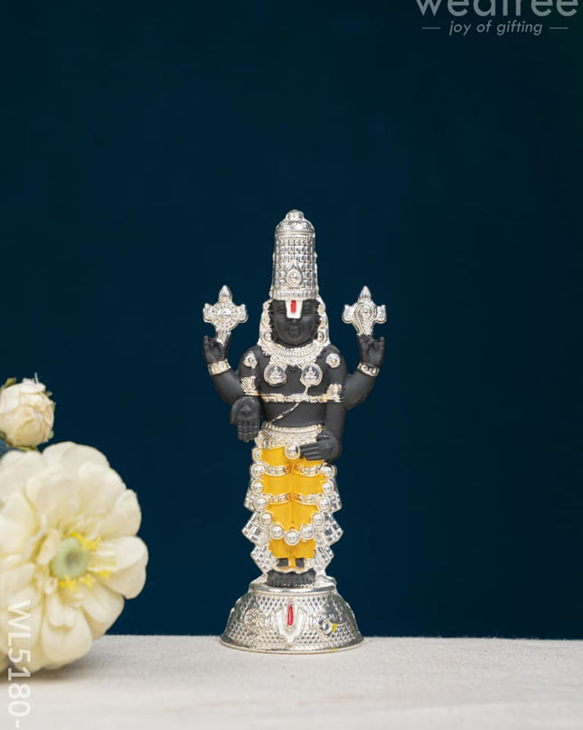 Tirupathi Balaji Idol - Silver Finish - 6 inch - WL5180-2 - White Metal