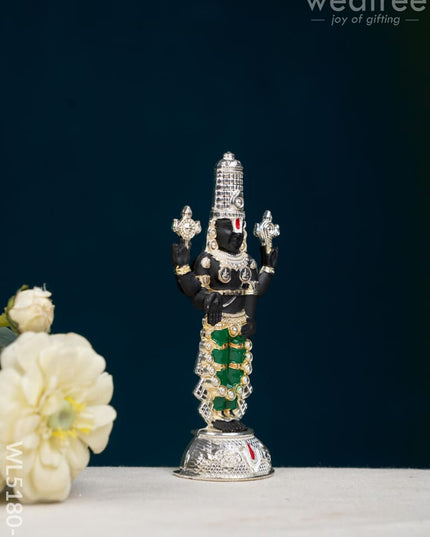 Tirupathi Balaji Idol - Silver Finish - 6 inch - WL5180-2 - White Metal