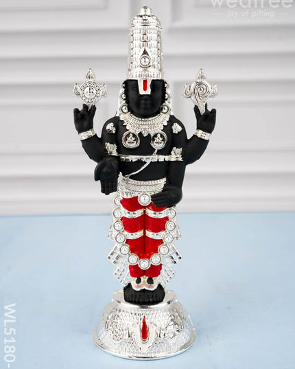 Tirupathi Balaji Idol - Silver Finish - 6 inch - WL5180-2 - White Metal
