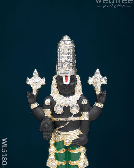 Tirupathi Balaji Idol - Silver Finish - 6 inch - WL5180-2 - White Metal