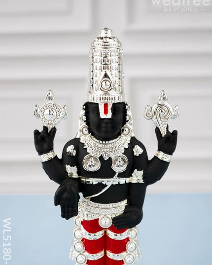 Tirupathi Balaji Idol - Silver Finish - 6 inch - WL5180-2 - White Metal