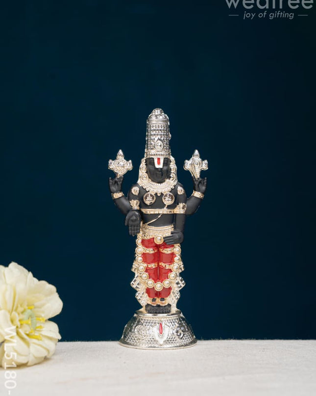 Tirupathi Balaji Idol - Silver Finish - 6 inch - WL5180-2 - White Metal
