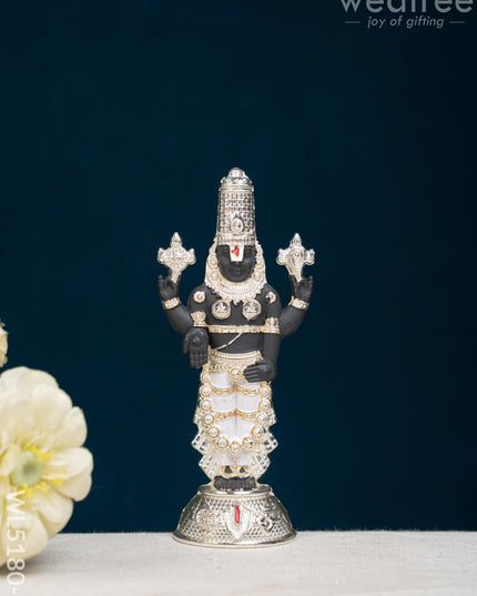 Tirupathi Balaji Idol - Silver Finish - 6 inch - WL5180-2 - White Metal