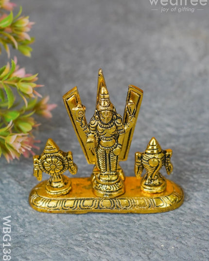 White Metal Tirupathi Balaji Shank Chakra Nama On Oval Base - Wbg1389 Metal Figurine
