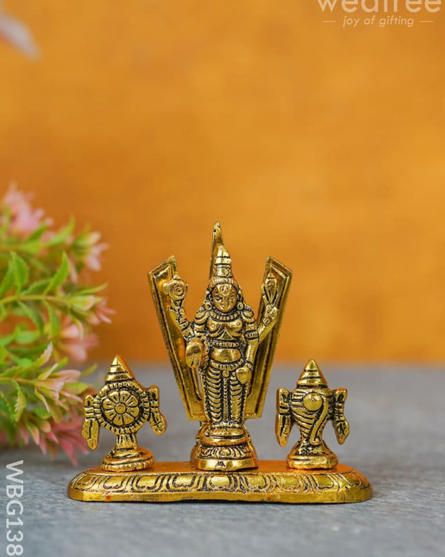 White Metal Tirupathi Balaji Shank Chakra Nama On Oval Base - Wbg1389 Metal Figurine
