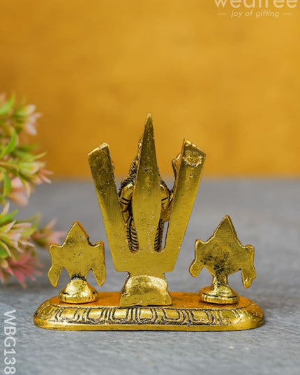 White Metal Tirupathi Balaji Shank Chakra Nama On Oval Base - Wbg1389 Metal Figurine