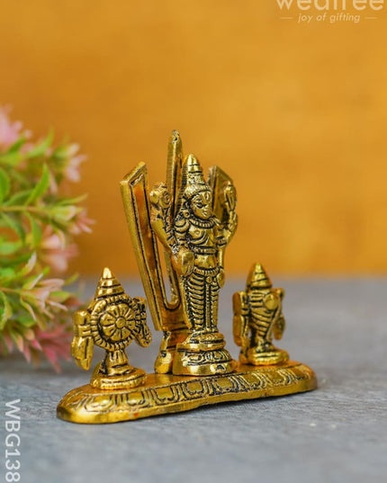White Metal Tirupathi Balaji Shank Chakra Nama On Oval Base - Wbg1389 Metal Figurine