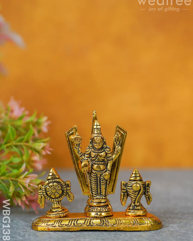 White Metal Tirupathi Balaji Shank Chakra Nama On Oval Base - Wbg1389 Metal Figurine