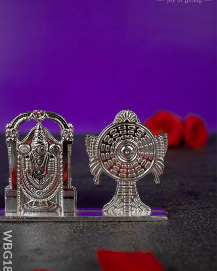 Tirupathi Balaji with Shank and Chakra Idol - Silver - WBG1843 - Murti - RG