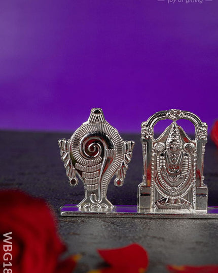 Tirupathi Balaji with Shank and Chakra Idol - Silver - WBG1843 - Murti - RG