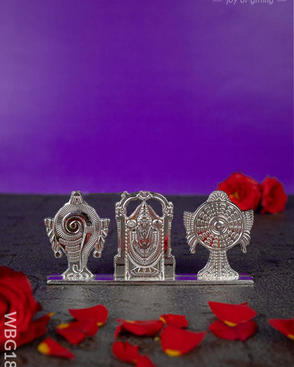 Tirupathi Balaji with Shank and Chakra Idol - Silver - WBG1843 - Murti - RG