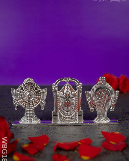 Tirupathi Balaji with Shank and Chakra Idol - Silver - WBG1843 - Murti - RG