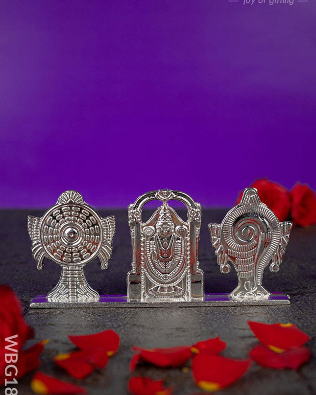 Tirupathi Balaji with Shank and Chakra Idol - Silver - WBG1843 - Murti - RG