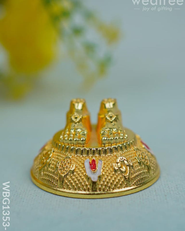 Thirupathi Charan Paduka -Gold - Wbg1353-1 White Metal Figurine