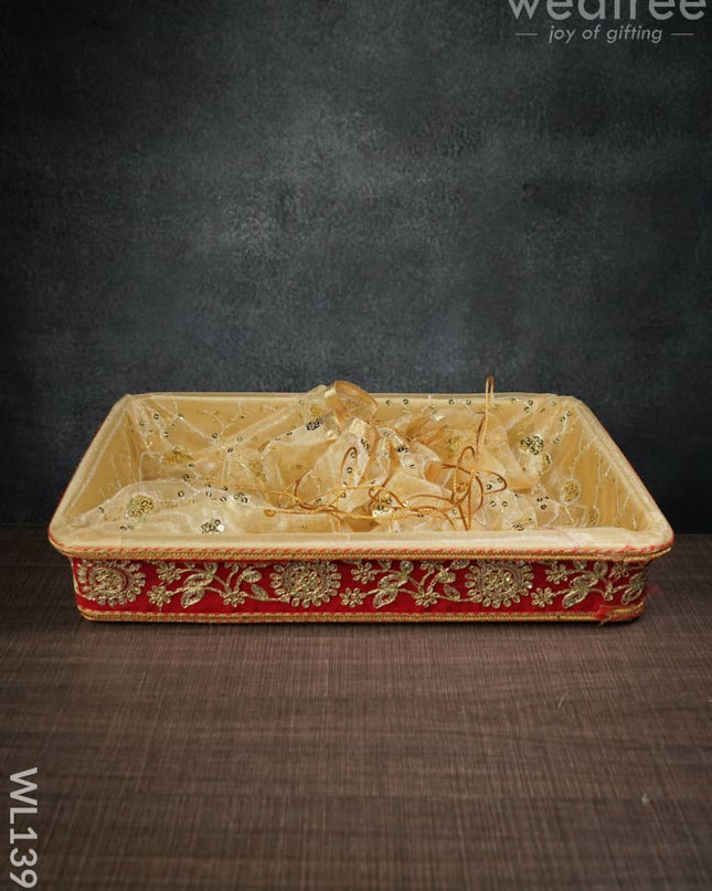 Tissue Holder With Floral Thread Work -(16 X 12 Inches) - Wl1393 Dining Essentials