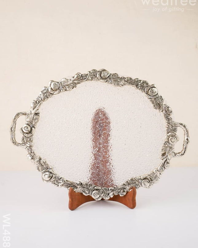 Tray - Oval - 14 inch - WL4886 - White Metal