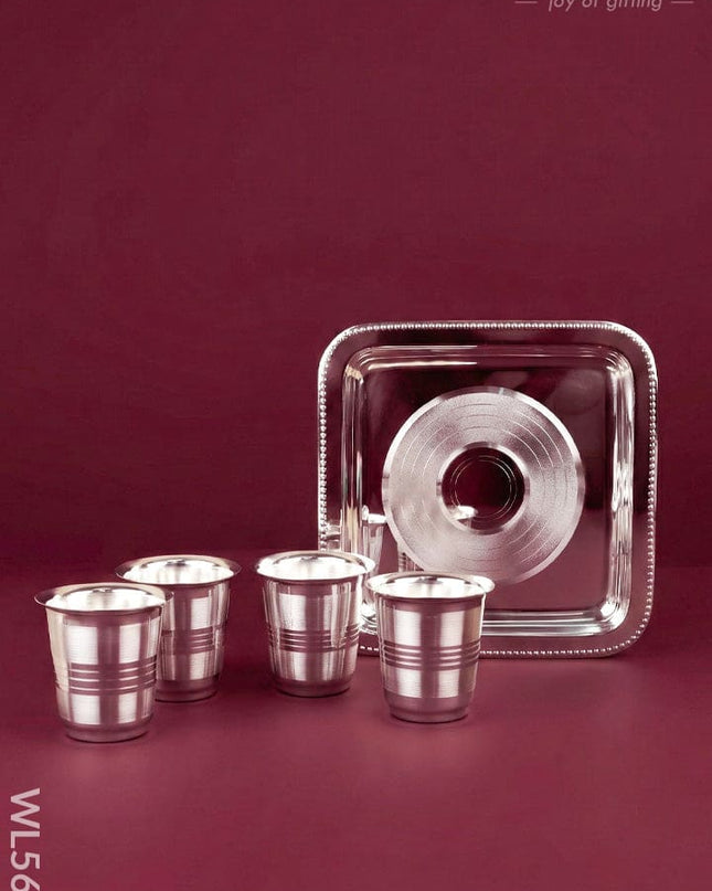 Tray with Set of 4 Glass - WL5692 - EPNS Gifts