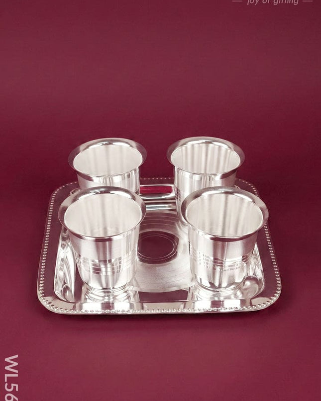 Tray with Set of 4 Glass - WL5692 - EPNS Gifts