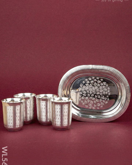 Tray with Set of 4 Glass - WL5694 - EPNS Gifts
