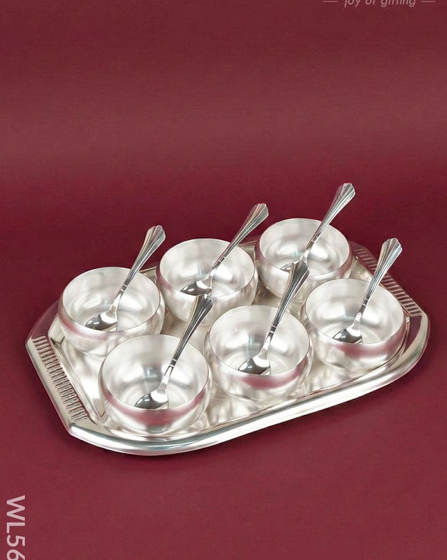 Tray with Set of 6 Bowl with Spoon - WL5690 - EPNS Gifts