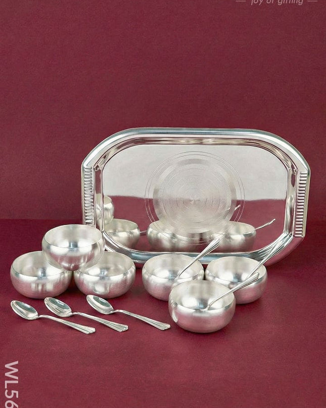Tray with Set of 6 Bowl with Spoon - WL5690 - EPNS Gifts