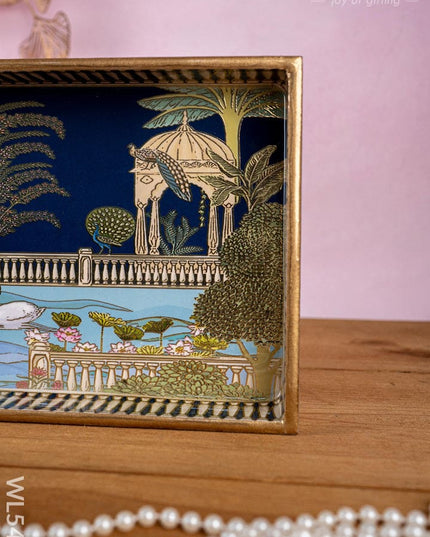 Tray with Swan Theme - 13x7 inch - WL5401 - Wooden Trays
