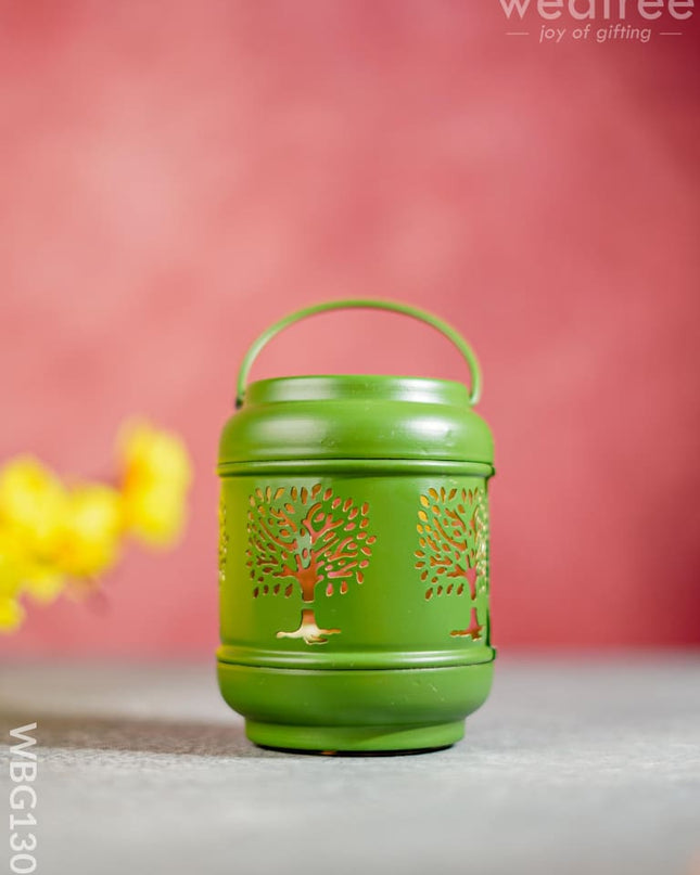 Tree Designed Cylindrical Votive With Handle - Wbg1307 Diyas & Candle Holders