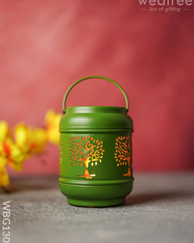 Tree Designed Cylindrical Votive With Handle - Wbg1307 Diyas & Candle Holders